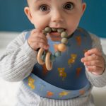 Wooden Rattle & Teether - Blue/Grey