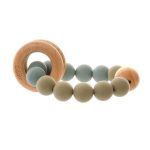 Wooden Rattle & Teether - Blue/Grey